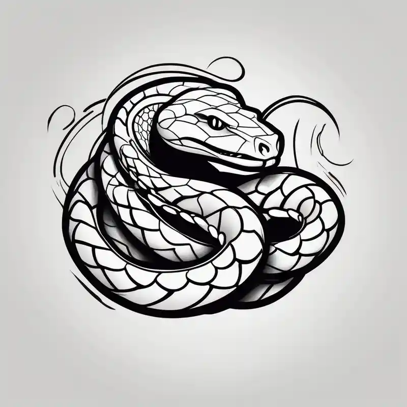 Dangerous Big Snake back Tattoo glitter tattoo – Caricatura, Blanco y negro
